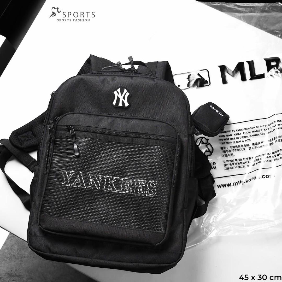 Balo MLB NY Fabric đơn giản, phối lưới, logo NY sang trọng, balo đi học laptop, balo đi chơi